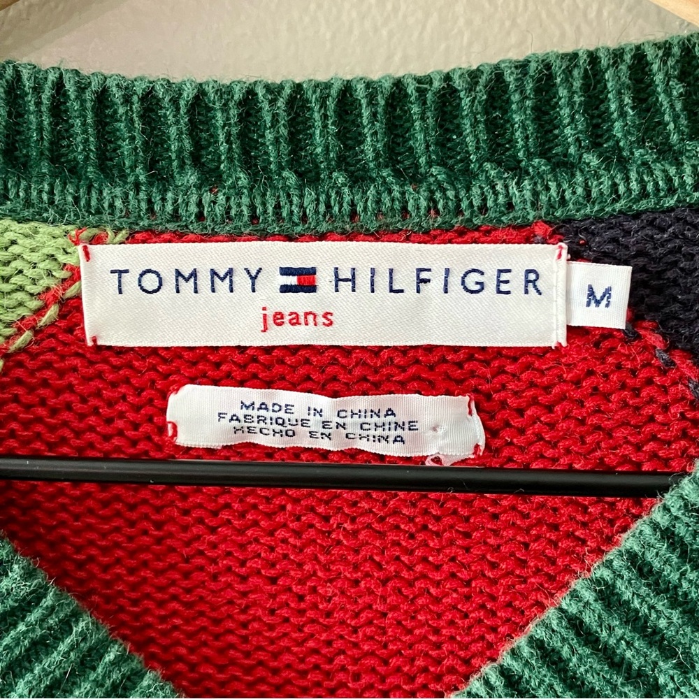 TOMMY HILFIGER Jeans ‘00s Multicolored Argyle V-Neck Sweater - Picture 5 of 6
